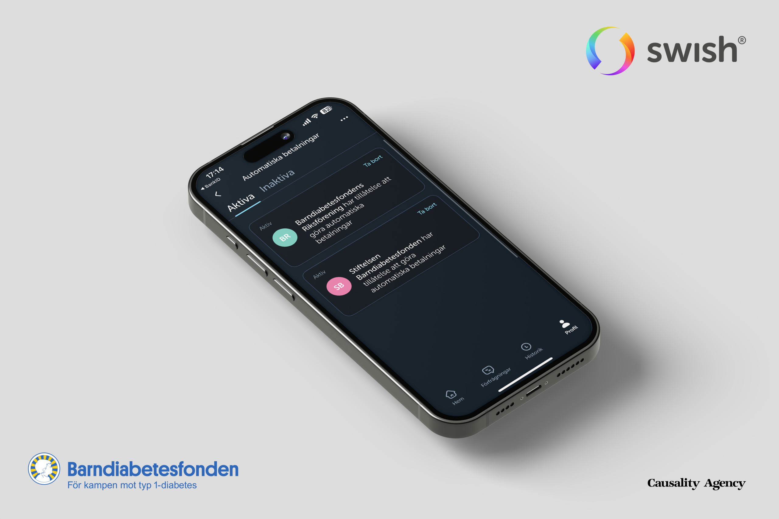 Swish återkommande betalning Causality Agency Barndiabetesfonden